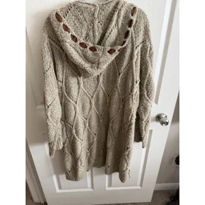 POL Cardigan Sweater Womens M Oatmeal Boho Cottagecore Open Cozy Coastal thumbnail 8