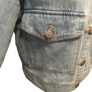 Lulus Classically Cool Light Wash Denim Jacket M Puff Sleeve Light Wash Pockets thumbnail 2
