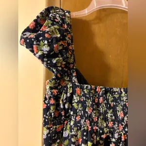 Free People Gaia Black Floral Corduroy Babydoll Mini Dress thumbnail 5