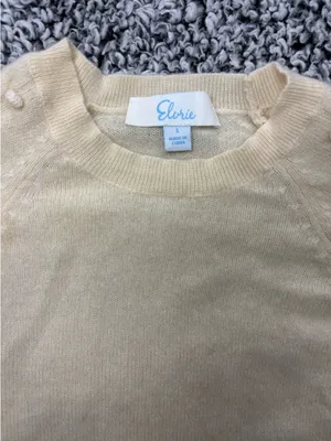 100% Cashmere Sweater Women Size S Cream Cable Knit Pom Pom Beaded Luxury thumbnail 2