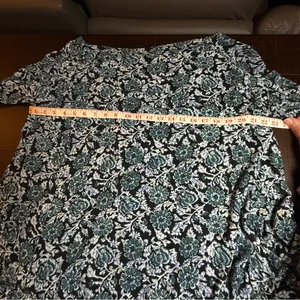 Free People Olivia Ruffled Tunic‎ Floral Dress Black and Deep Sea Green Boho M thumbnail 5