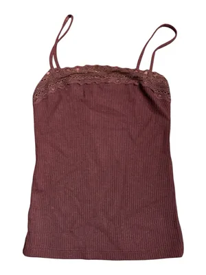 Madewell Lace-Trim Square-Neck Tank burgundy red Size XXS NWT thumbnail 1