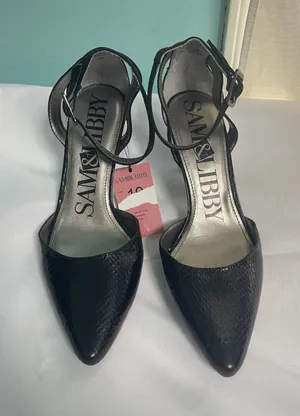 New Sam & Libby Black Suede And Snakeskin Heels Size‎ 10 BinC thumbnail 1