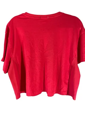 Champion Cropped Tee L Red Logo Graphic Athletic Short Sleeve Shirt thumbnail 2