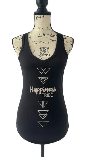 Lululemon Happiness Tribe Black Racerback Tank Top Size 2 Graphic Yoga thumbnail 1