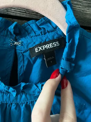 Express Blue/Teal Flutter Ruffle Sleeve blouse size small thumbnail 2