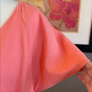 UNIVERSAL THREADS Coral Linen Blend V-Neck Boho Peasant Tiered Midi Dress XXL thumbnail 3