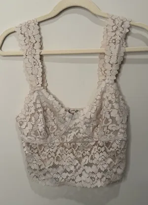 Free People Intimately Ivory Floral Lace Bustier Top Bralette Large OB752716 thumbnail 1