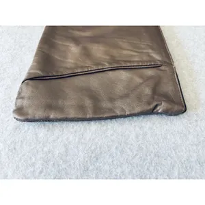 Vintage Leather Clutch Metallic Brown Zip Purse 80s Minimalist Bag Retro thumbnail 4