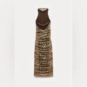 NWT Zara animal print leopard tulle ruched dress large thumbnail 5