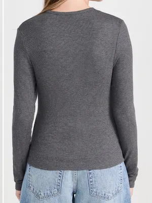 REVOLVE LNA Gabriella Ribbed Snap Henley Dark Heather Grey Size Small thumbnail 3