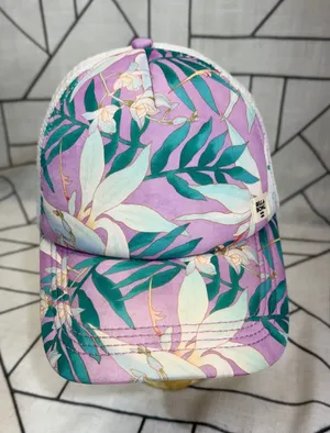 Billabong Trucker Hat OS Purple Floral Tropical Mesh‎ Snapback Cap thumbnail 1