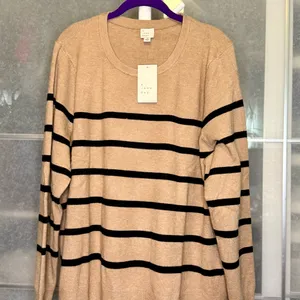 a new day Women's Tan and Black Striped Sweater thumbnail 2