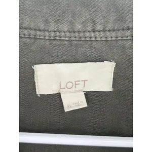 LOFT Utility Jacket Womens XL Olive Green Cotton Linen Cropped Cargo ‎ Military thumbnail 3