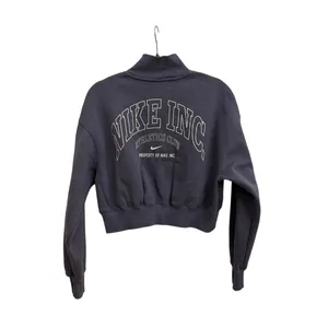 Nike Sportswear Phoenix Fleece 1/2-Zip Crop Sweatshirt Purple White Size Small thumbnail 2