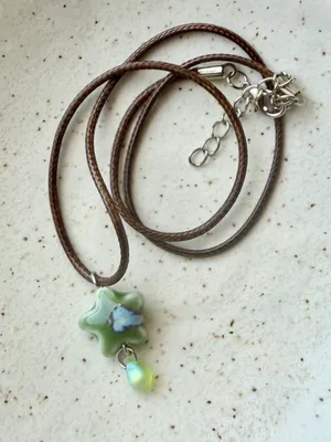 Handmade green ceramic star boho fairy cottage y2k necklace⭐️💚 thumbnail 4