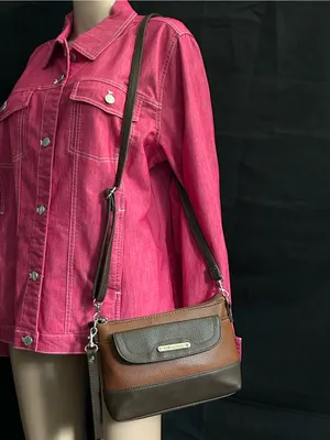Stone Mountain Accessories Brown Two-Tone Leather Crossbody Bag thumbnail 3