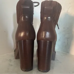 New! Antonio Melani - Penn Leather And Fabric Platform Lug Sole Booties‎ Sz 7.5 thumbnail 7