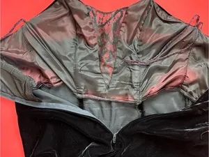 Vintage Black Strapless Velvet Deep Lace Sequin V-Neck Cocktail Dress thumbnail 3