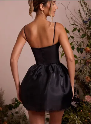 Oh Polly FLORIANE Tulle Skirt Corset Mini Dress in Black thumbnail 3