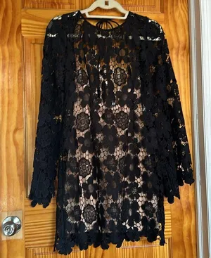 RUMER The Label Remi Mini Dress Black Crochet Floral Size L thumbnail 5