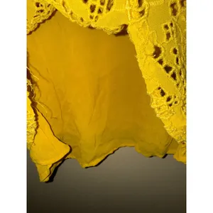 Anthropologie Mustard Yellow Eyelet Lace Ruffle Peplum‎ Blouse Top 6 Whimsical thumbnail 9
