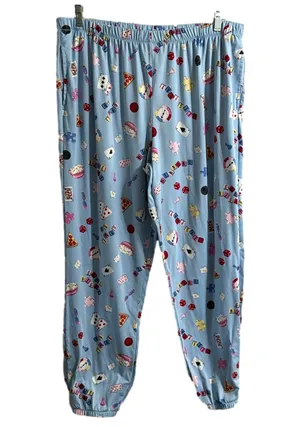 Womens Light Blue Game Night Joggers With Pockets thumbnail 1