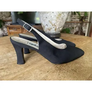 GALO Italy Black Slingback Heels 37.5 | Pointed Toe Leather Sole Dressy thumbnail 3