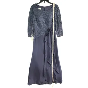 JJs House Evening Dress 8 Stormy Blue 3D Floral Cascading Ruffles Wedding 271457 thumbnail 11
