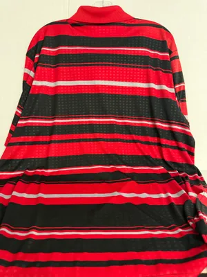 PGA Tour Pro Series Red, Black & White Striped Men's Polo thumbnail 4