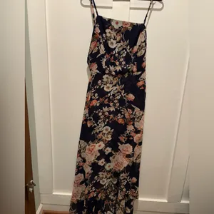 Lulus Reflection Navy Blue Floral Print High-Low Dress Sz L thumbnail 5