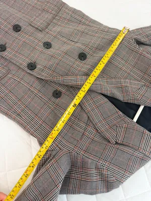 ZARA Gray Plaid Double Breasted Blazer Size XS Minimalist Academia Preppy Chic thumbnail 9