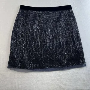 Free People Sz 10 Wild Child Sequined Mini Skirt‎ Navy Blue Cocktail Party thumbnail 3