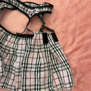 Plaid Y2K Harness Lingerie Set – Coquette Soft Grunge 3PC (Bralette + Open-Side Mini Skirt + Thong) Small thumbnail 5