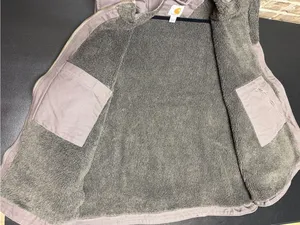 Carhartt Washed Duck Mock Neck Vest Taupe Gray Sherpa Lined Zip Up Plus Size 3X thumbnail 9