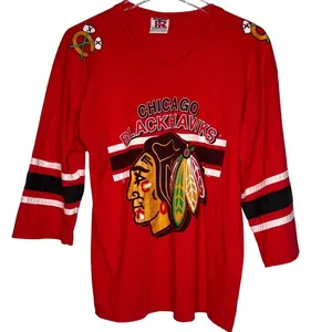 Chicago Blackhawks Vintage 90's T-Shirt Jersey Youth Large thumbnail 1