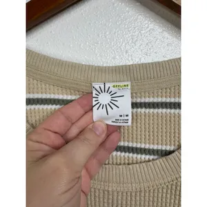 Aerie Offline Striped Waffle‎ Knit Long Sleeve Shirt Size Medium thumbnail 3