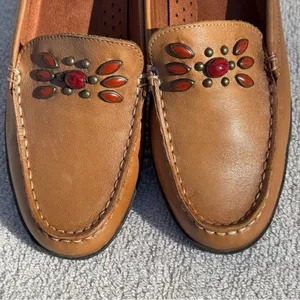 Naturalizer Brown Leather Mule Loafers Beaded Slip-On Size 6.5 thumbnail 8