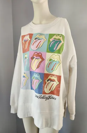 Rolling Stones Womens Vintage Logo Sweatshirt Pullover Shirt SZ Oversized Medium thumbnail 1
