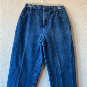 Vintage Ozark high waisted mom straight leg jean balloon leg sz 11/12 80s cabin thumbnail 3