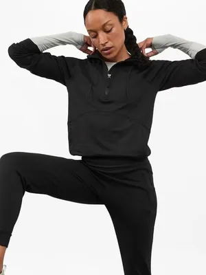 New Athleta M Unstoppable Half Zip Sweatshirt Black Medium thumbnail 1