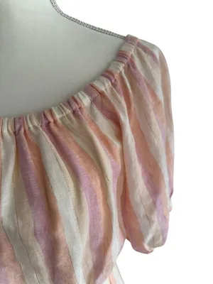 POOKIE & SEBASTIAN Striped Linen Blend Dress Size L thumbnail 4