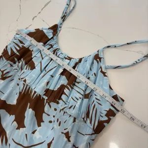 MINKPINK Dress Size Large Midi Tropical Spaghetti Strap Blue Brown thumbnail 4