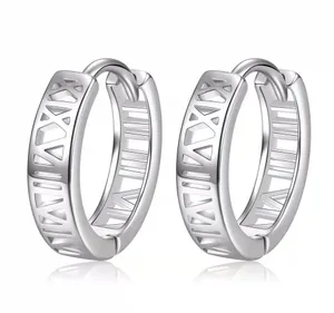 925 Silver Plated Hoop Earrings for Men Women,Personality Punk Hip Hop Earrings thumbnail 2