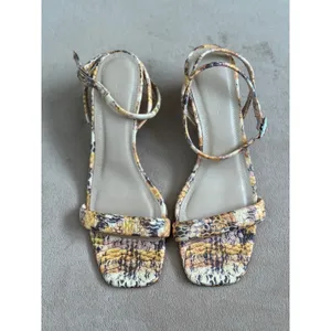 Sandro Ankle Strap Maeva Yellow Brown Snakeskin Leather Sandals Size 39 thumbnail 2