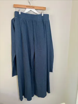 Free People Navy Wide-Leg Sweatpants thumbnail 6