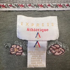 Vintage 90s Express Floral Sweatshirt‎ Fleece Embroidery M Oversized Cottage thumbnail 5