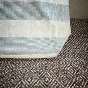 Fossil Rachel Blue Gray /Cream Coated Canvas KEY Leather Shoulder Tote Bag thumbnail 10