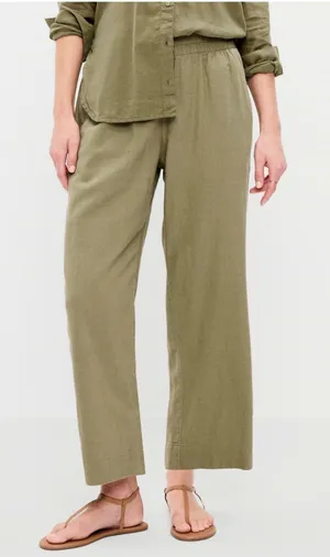 Old Navy Women’s Olive Green Linen Pants size large NWT thumbnail 1