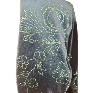 R&M Richards Womens Size 6 Petite Velvet Suit Jacket Deep Teal Green Embellished thumbnail 4